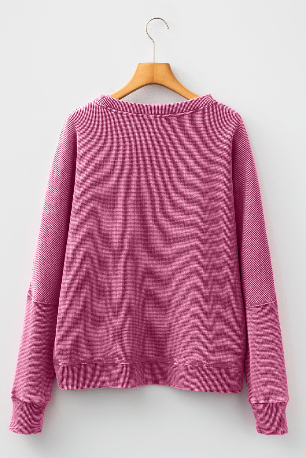 Waffle Knit Loose Long Sleeve Casual Top