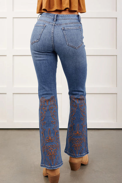 Ashleigh Blue Floral Embroidered Flare Jeans