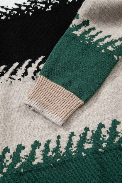 Women's Color Block Knit Sweater with Drop Shoulder Fit