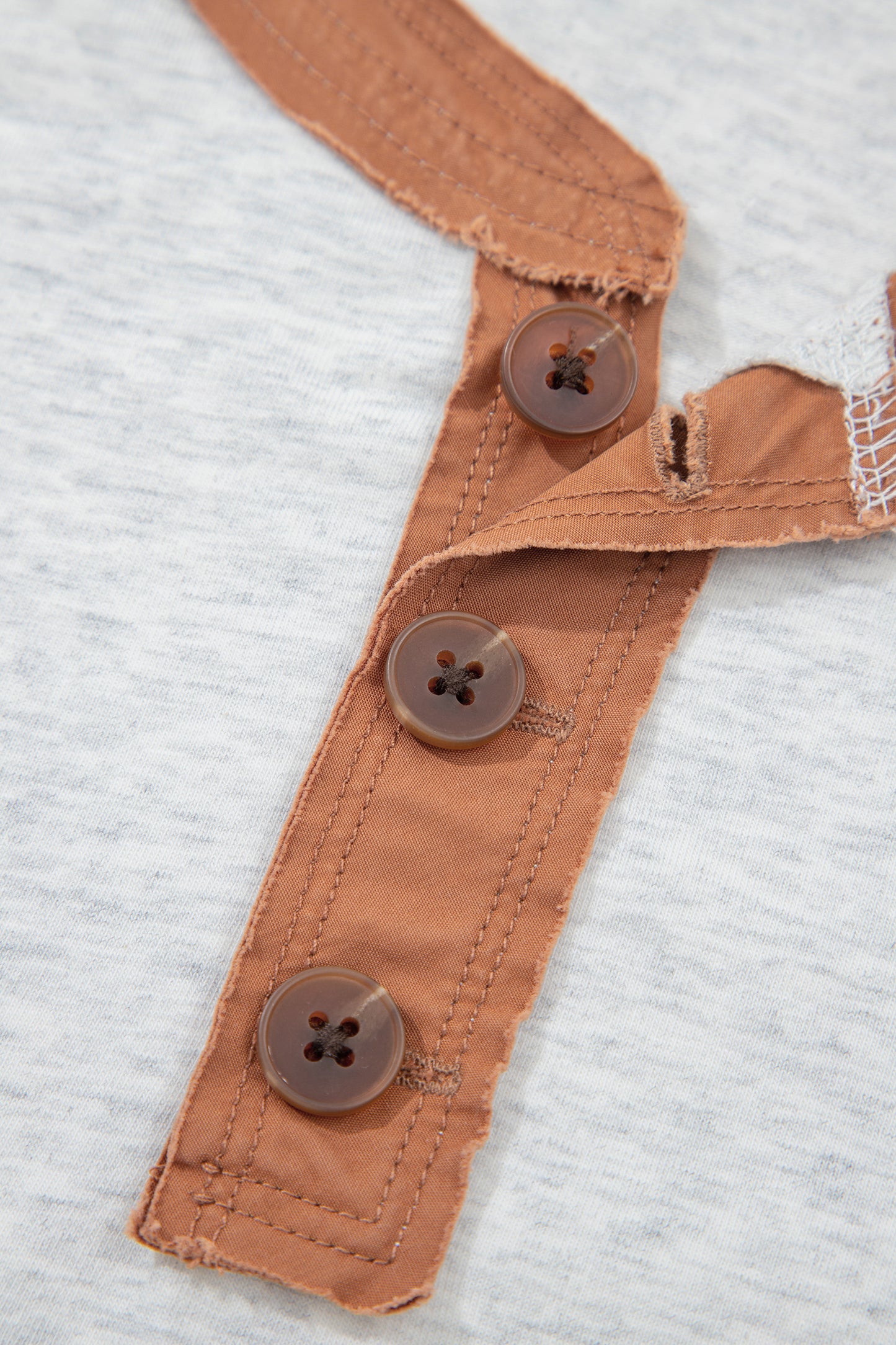 Short Sleeve Contrast Trim Button Henley Tee