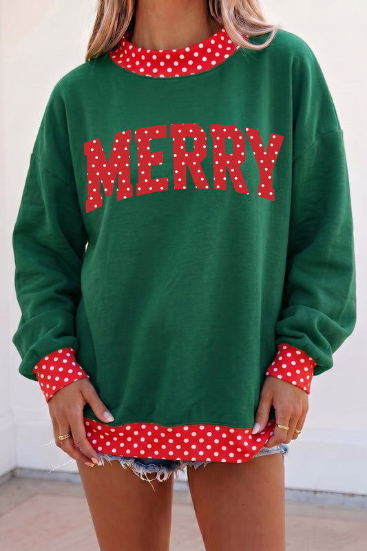 Merry Christmas Graphic Sweatshirt Polka Dot Tunic
