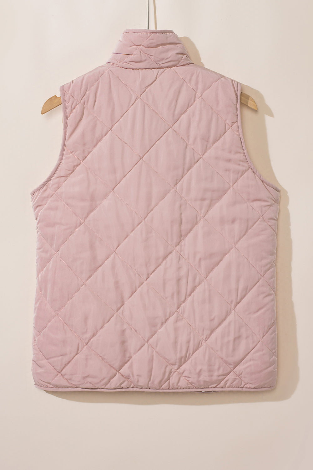 Pink Fleece Lined Quilted Zip Up Vest Jacket