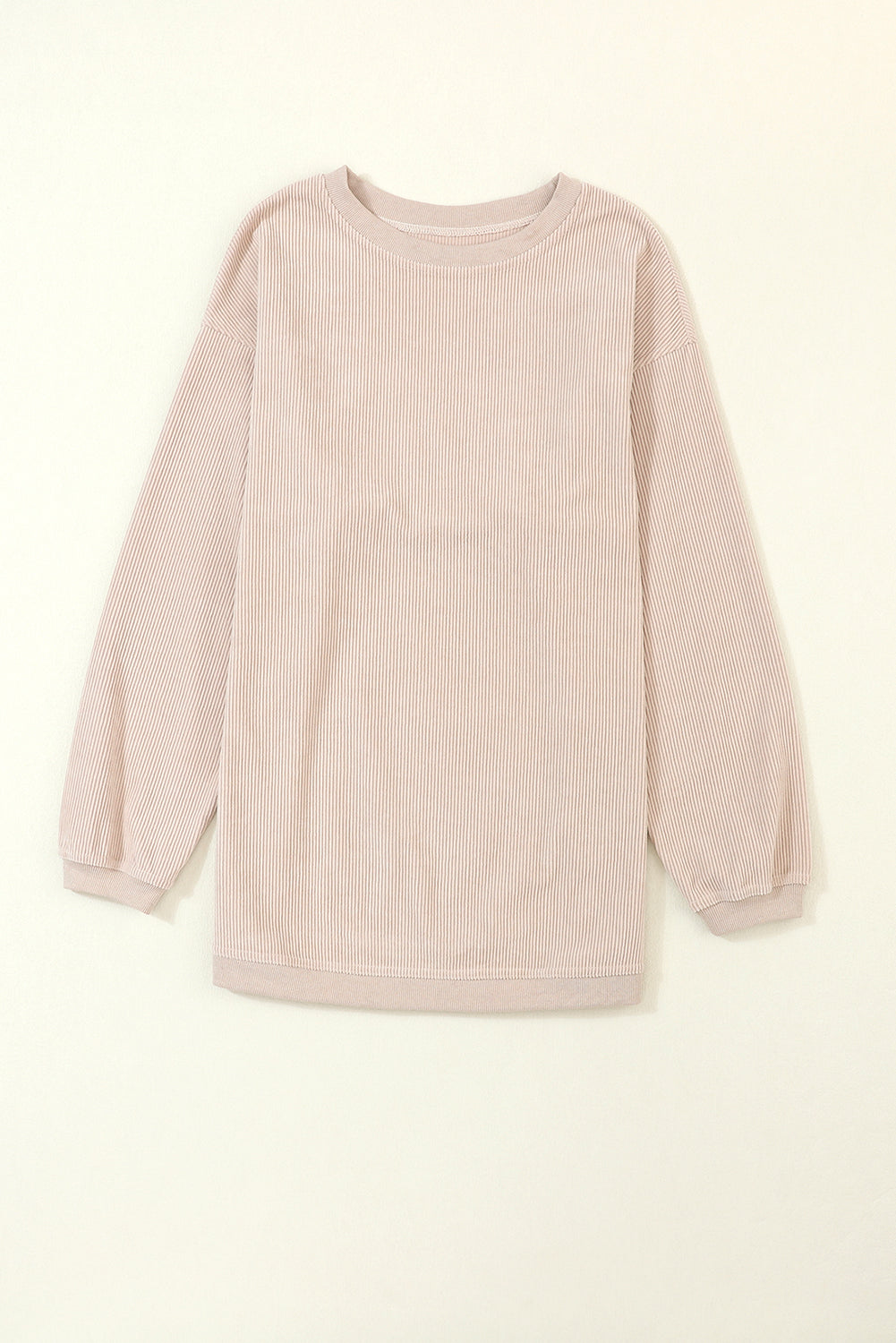 Apricot Ribbed Corduroy Oversized Long Sleeve Top