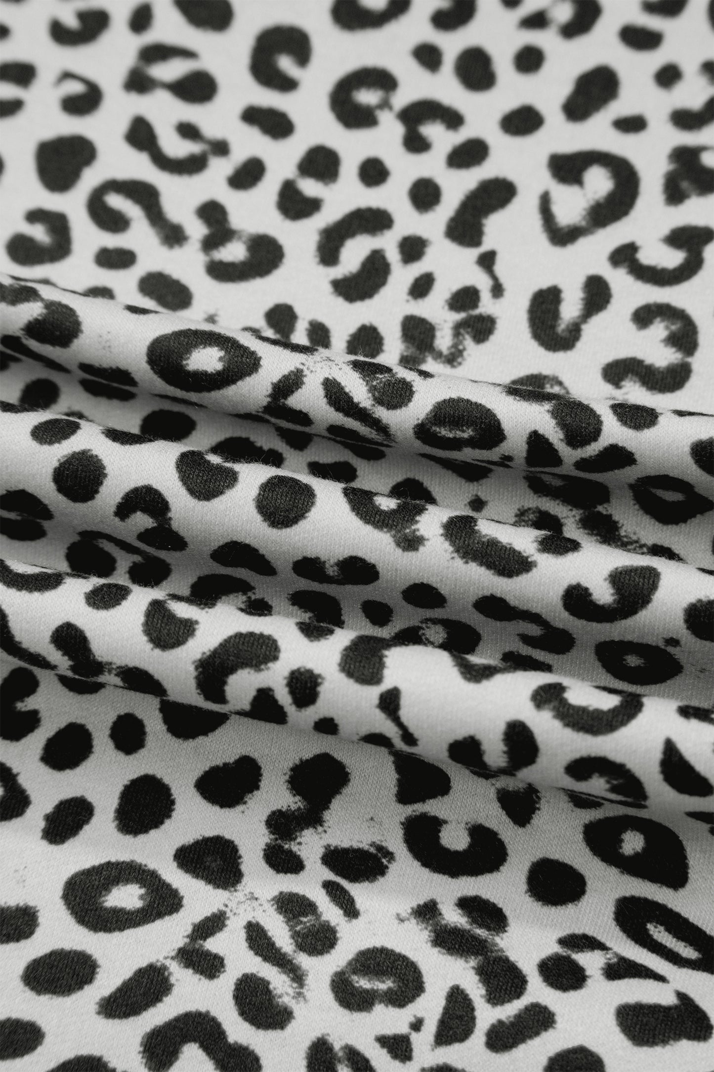 Khaki Animal Print Wide Leg Terry Knit Pants