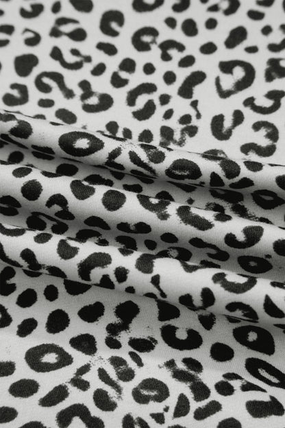 Khaki Animal Print Wide Leg Terry Knit Pants