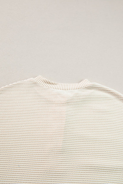 Waffle Knit Lantern Sleeve Henley Pullover – Apricot