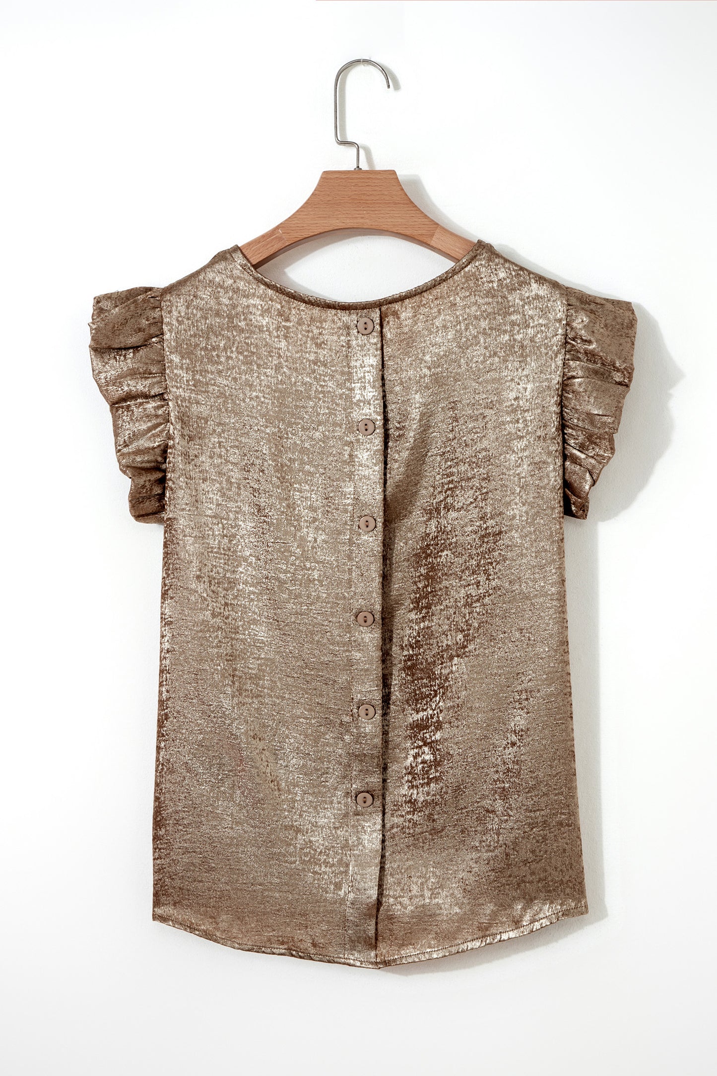 Silver Metallic Ruffle Shoulder Sleeveless Party Top