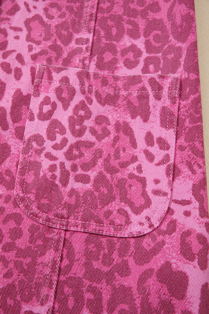 Leopard Print Button Front Sleeveless Shift Mini Dress