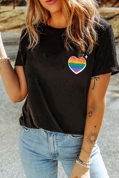 In My Pride Era Rainbow Heart Graphic Cotton Blend Tee