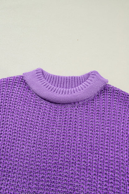 Mardi Gras Wisteria High Neck Knit Sweater Tee