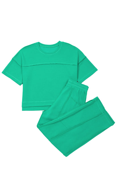 Boxy Tee and Wide Leg Pants Lounge Set Casual Outfit