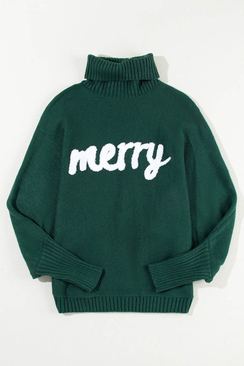 Women's Merry Letter Embroidered High Neck Sweater