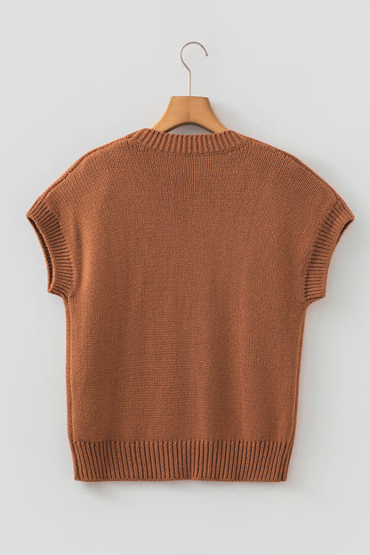 Western Horseshoe Knit Sweater Tee Short Sleeve Pullover