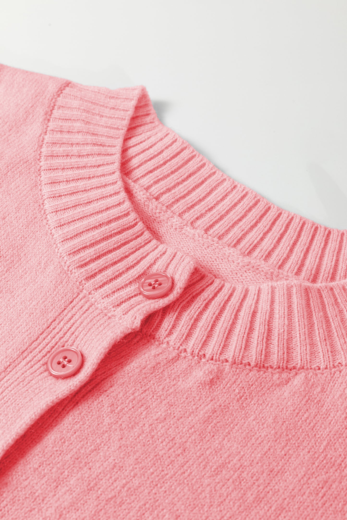 Soft Knit Boxy Cardigan 3/4 Sleeve Button Front