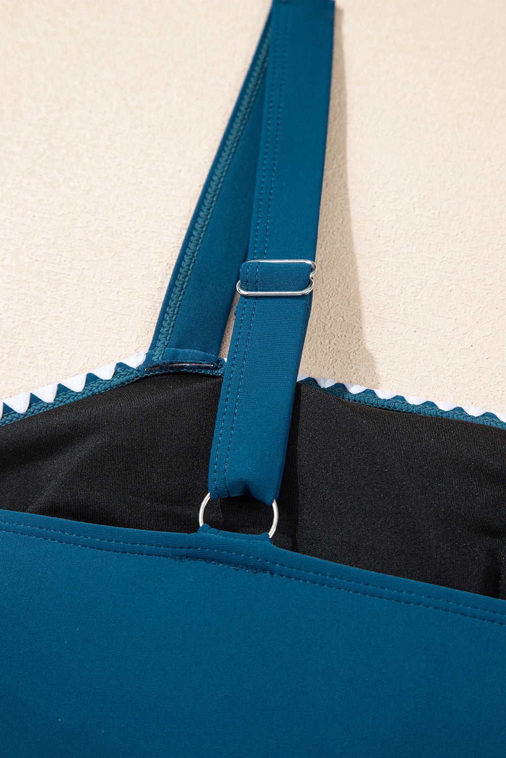 Navy Ricrac Trim Flared Spaghetti Strap Tankini Set