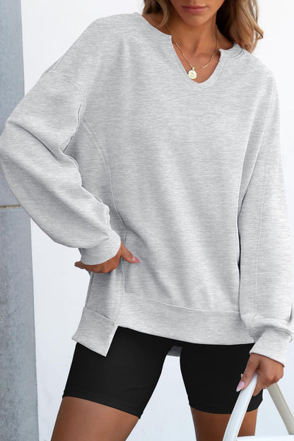 Bold Striped V-Neck Sweatshirt with Neon Contrast Trim