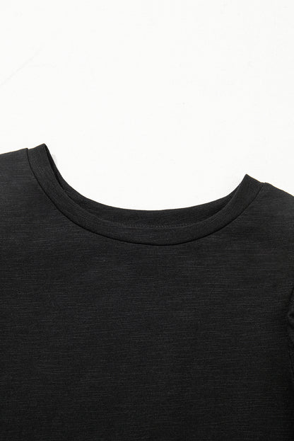 Dark Grey Ruffle Sleeve Casual Tee Boutique Summer Top