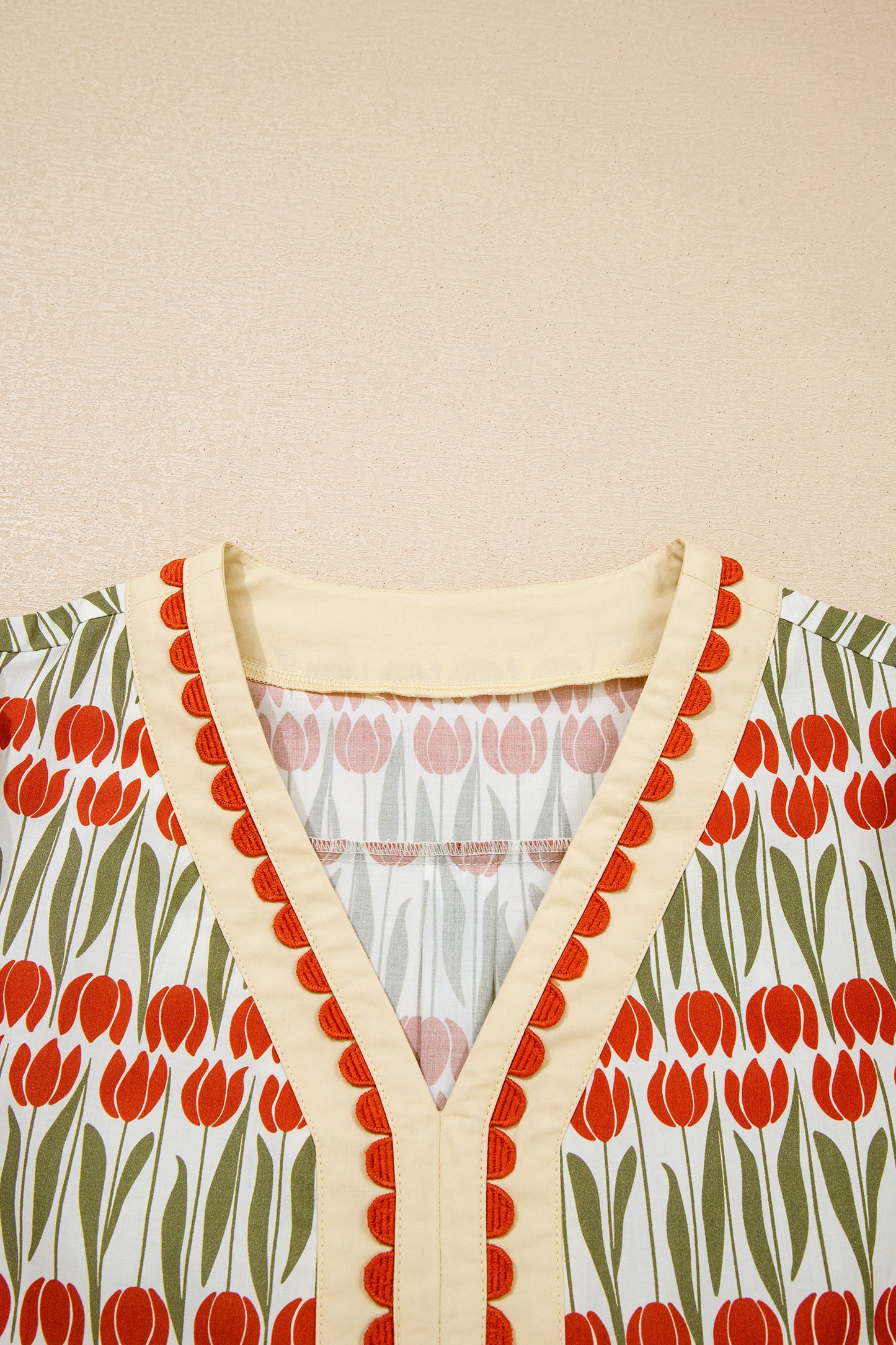 Tulip Floral Print Puff Sleeve V Neck Mini Dress