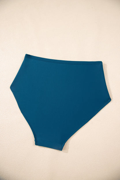 Navy Ricrac Trim Flared Spaghetti Strap Tankini Set