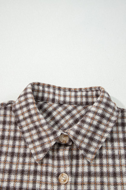 Plaid Shacket with Contrast Corduroy Flap Pockets