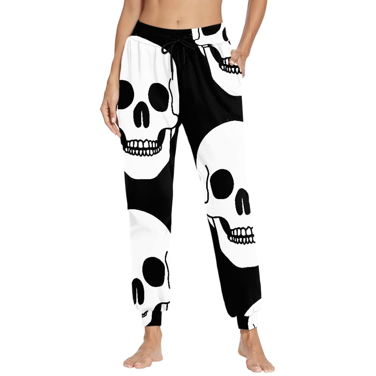 Black Skull Adult Drawstring Pants