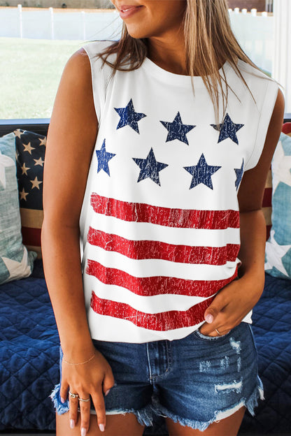 American Flag Graphic Tank Top Vintage Patriotic Tee