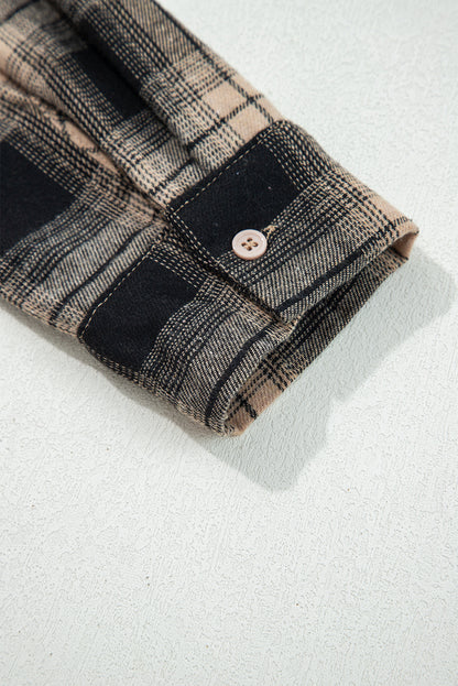 Retro Plaid Brushed Shacket with Double Flap Pockets
