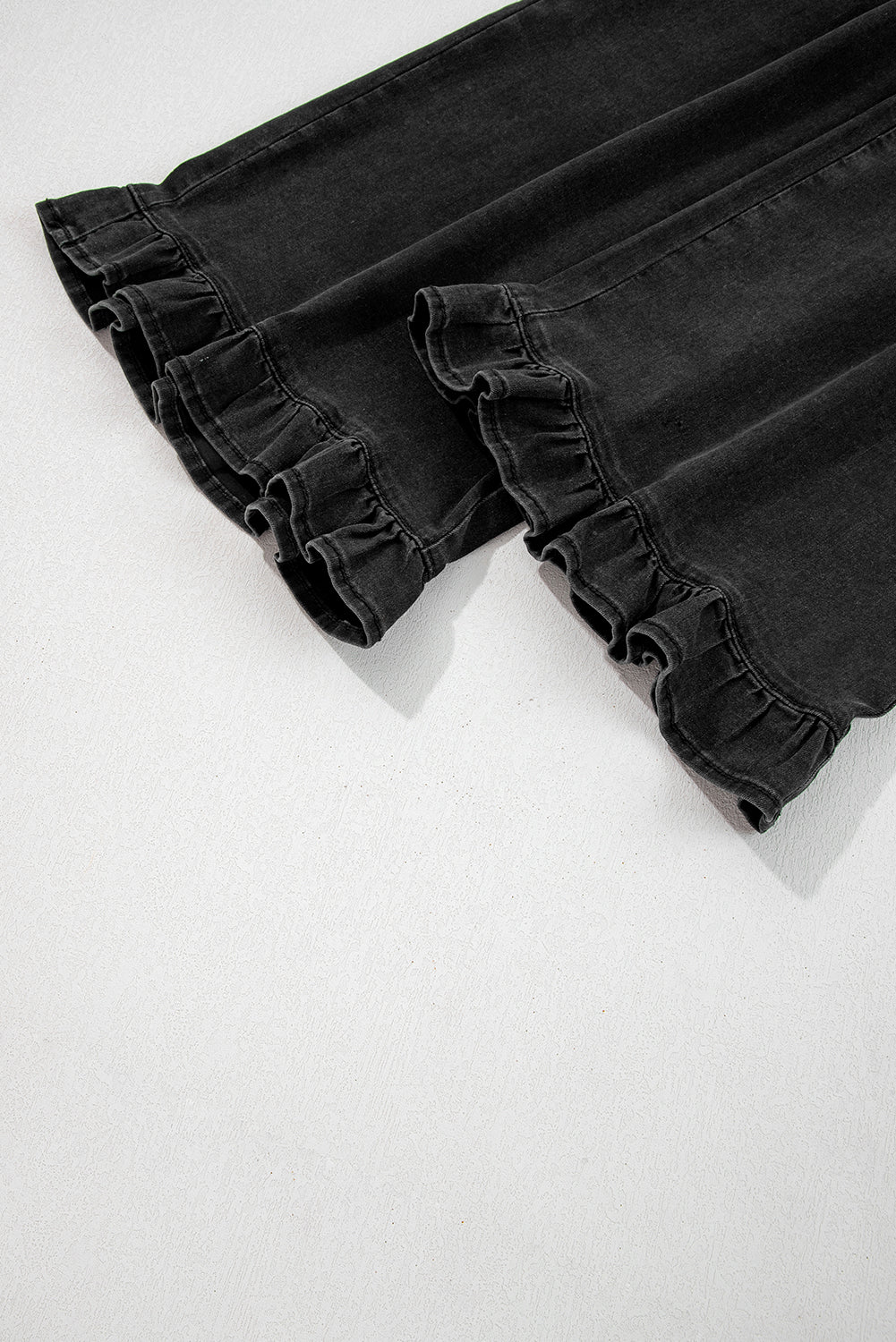 Sail Blue Plus Size Elastic Waist Ruffle Hem Jeans