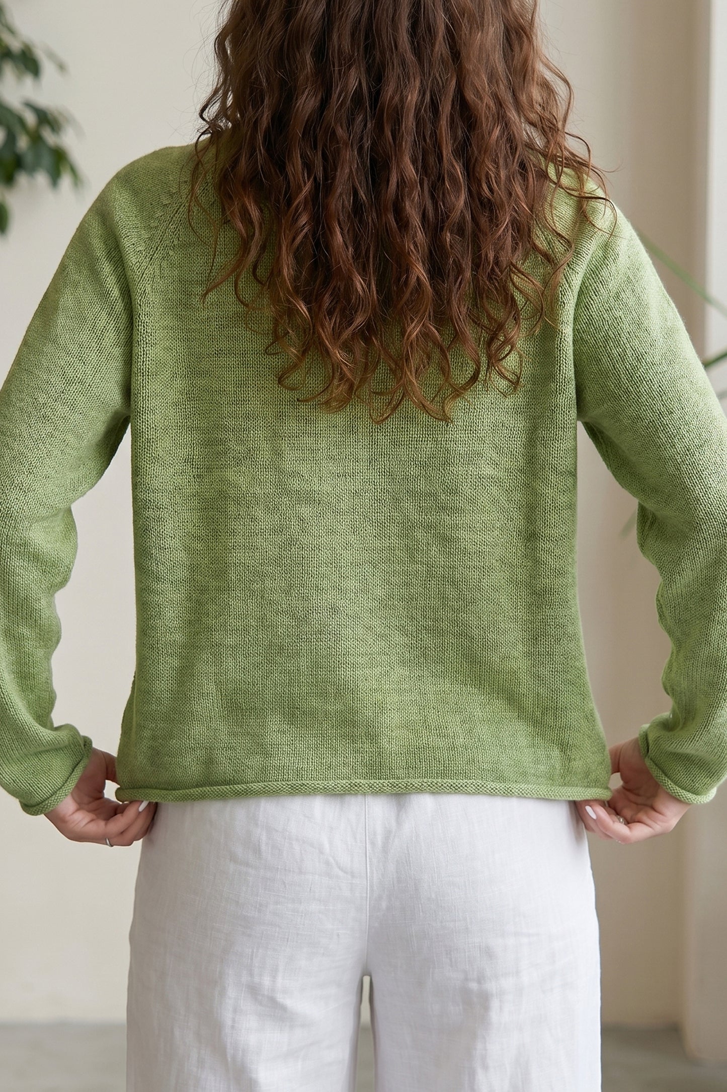 Meadow Mist Green Fish Graphic Oversized Knit Sweater