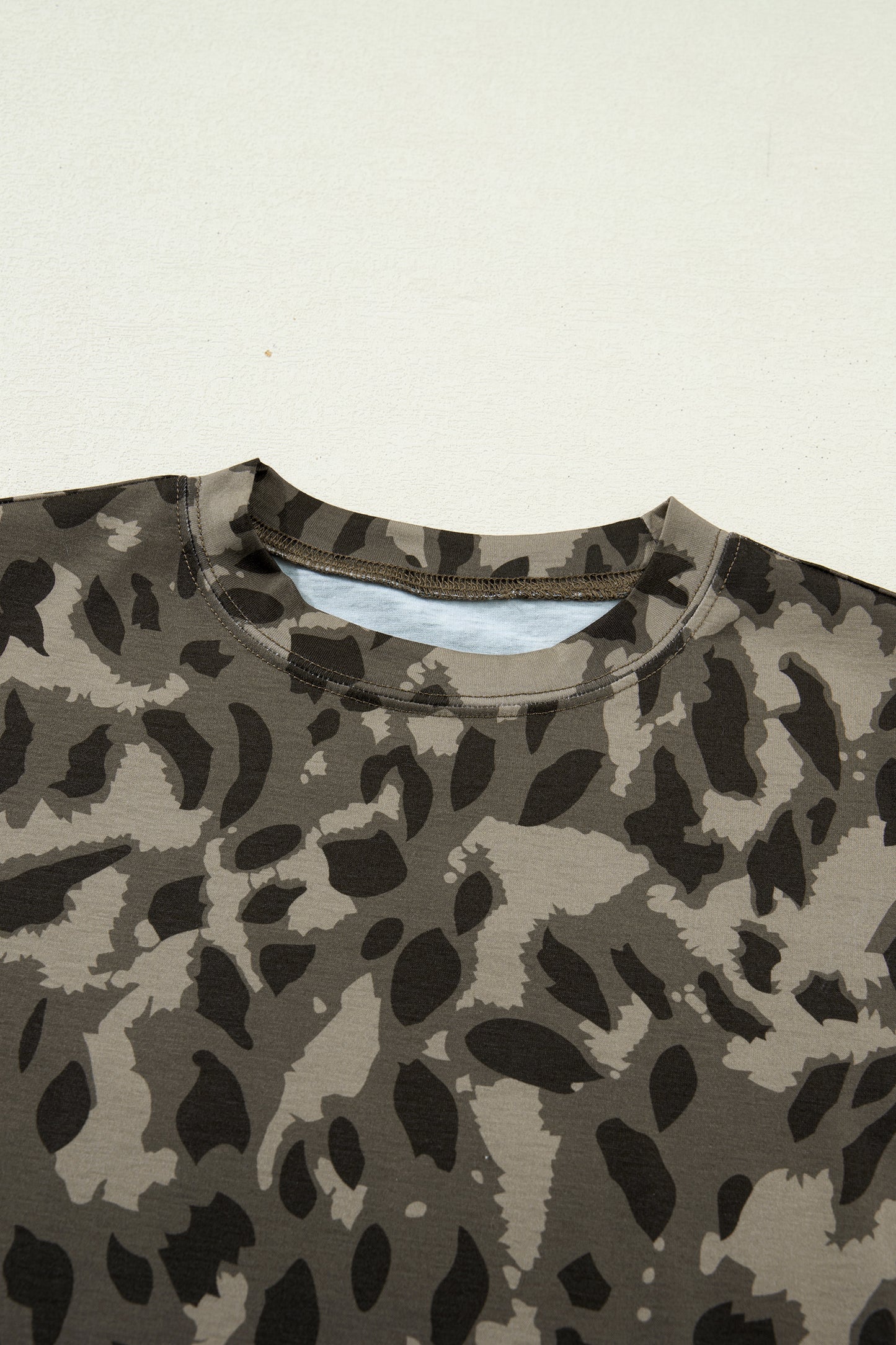 Camo Print Mock Neck Slim Tee Women Fitted Top