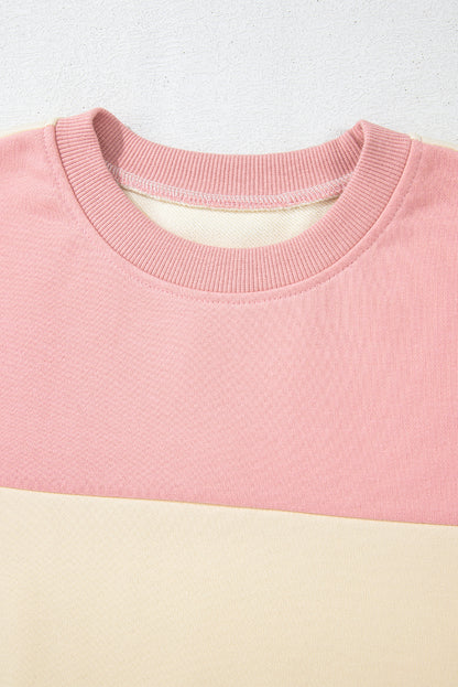 Mauve Colorblock Drop Shoulder Oversized Sweatshirt