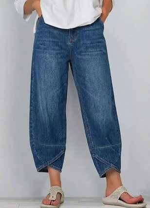 Women's Wide Leg Baggy Cropped Jeans Denim Pants