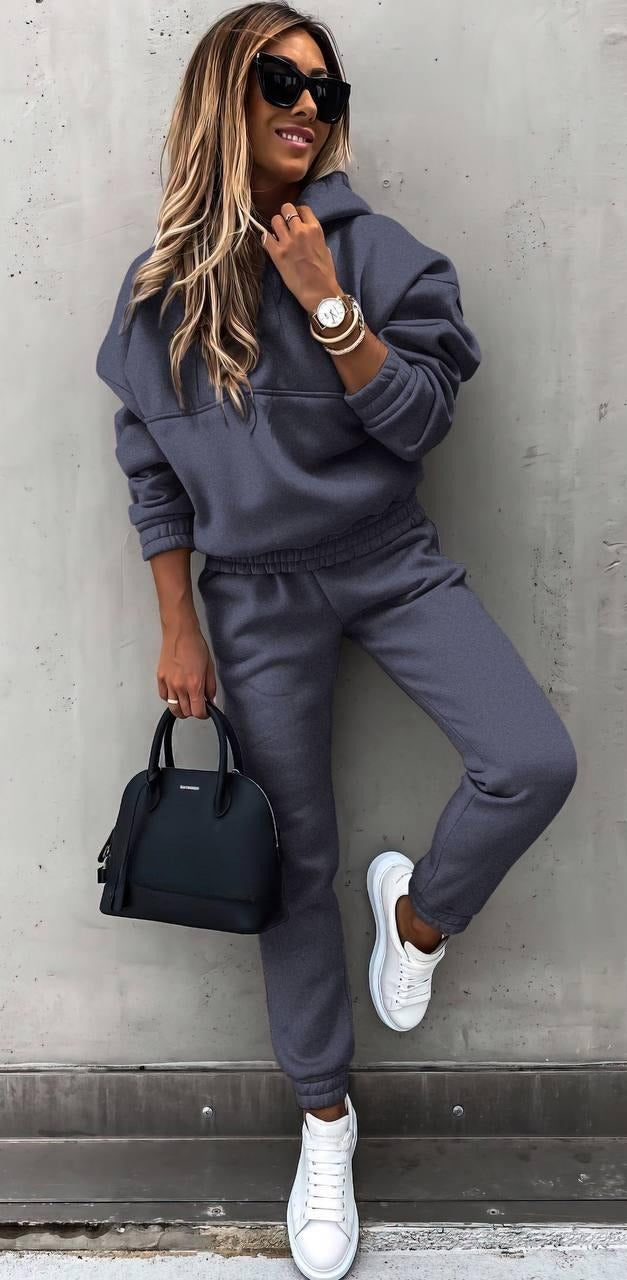 Womens Fleece Hoodie Jogger Two Piece Set