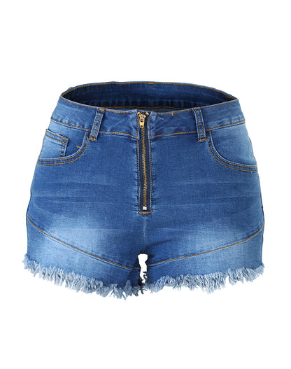 Plus Size Women's Stretch Ripped Denim Shorts Mid Waist Casual Frayed Raw Hem Distressed Jean Shorts