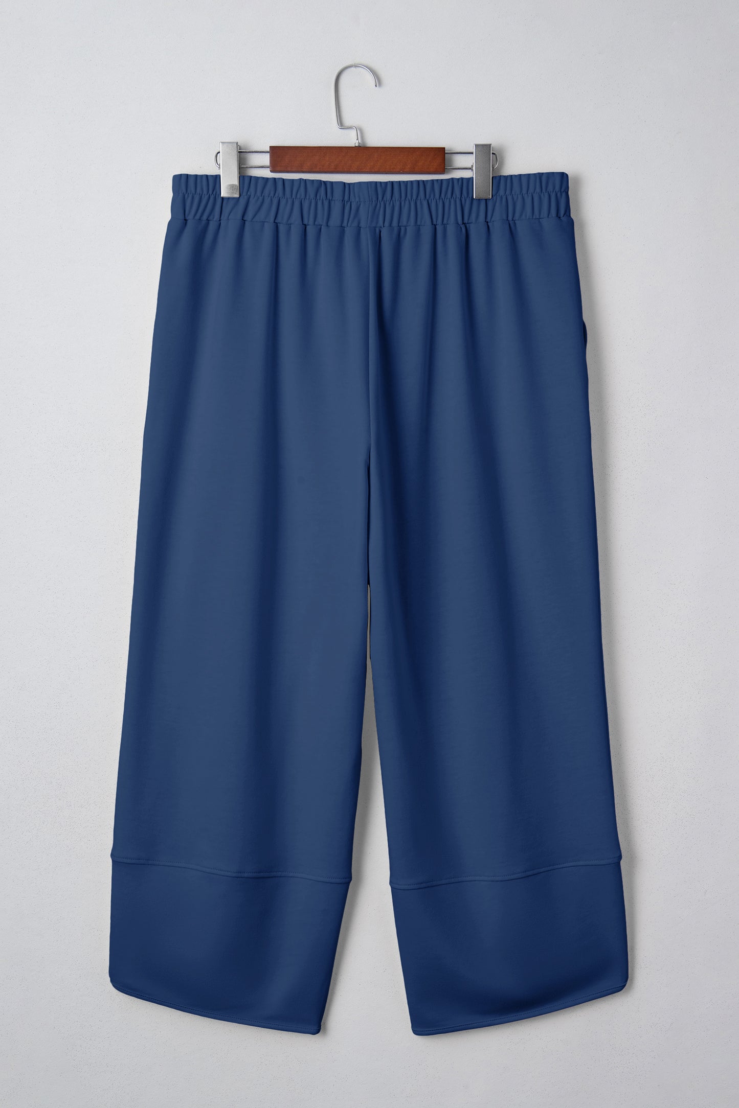 Black Plus Size Elastic Waist Asymmetrical Loose Capris Pants