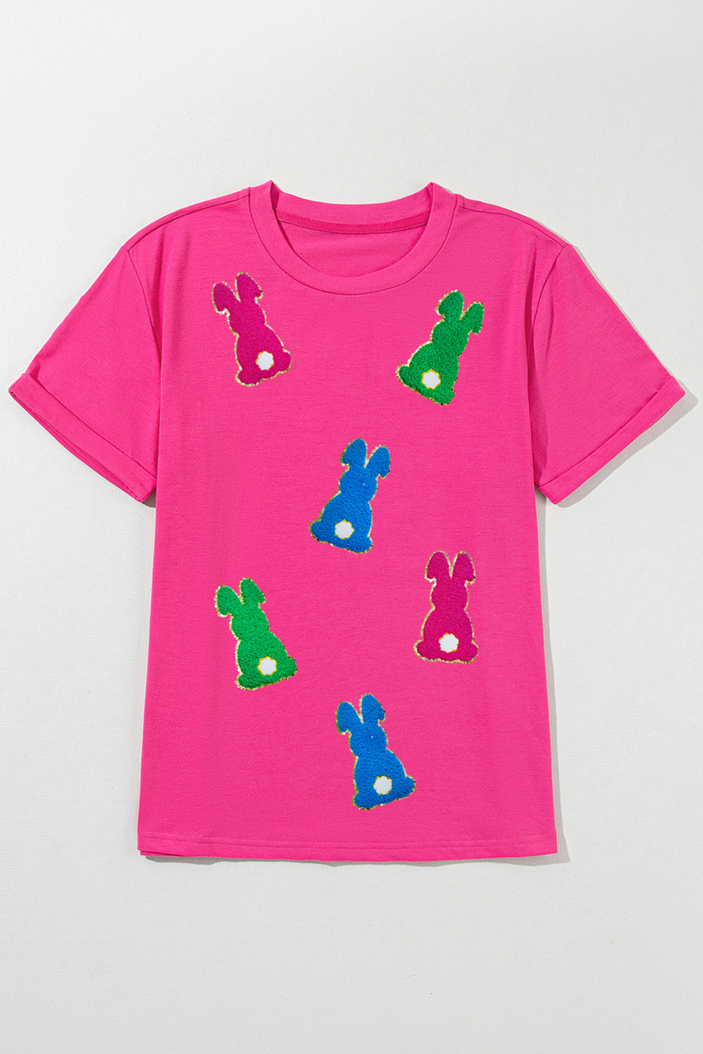 Rose Red Easter Bunny Chenille Patch Graphic Tee