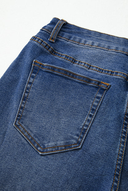 Black Raw Hem Unique Cuffs Straight High Rise Loose Jeans