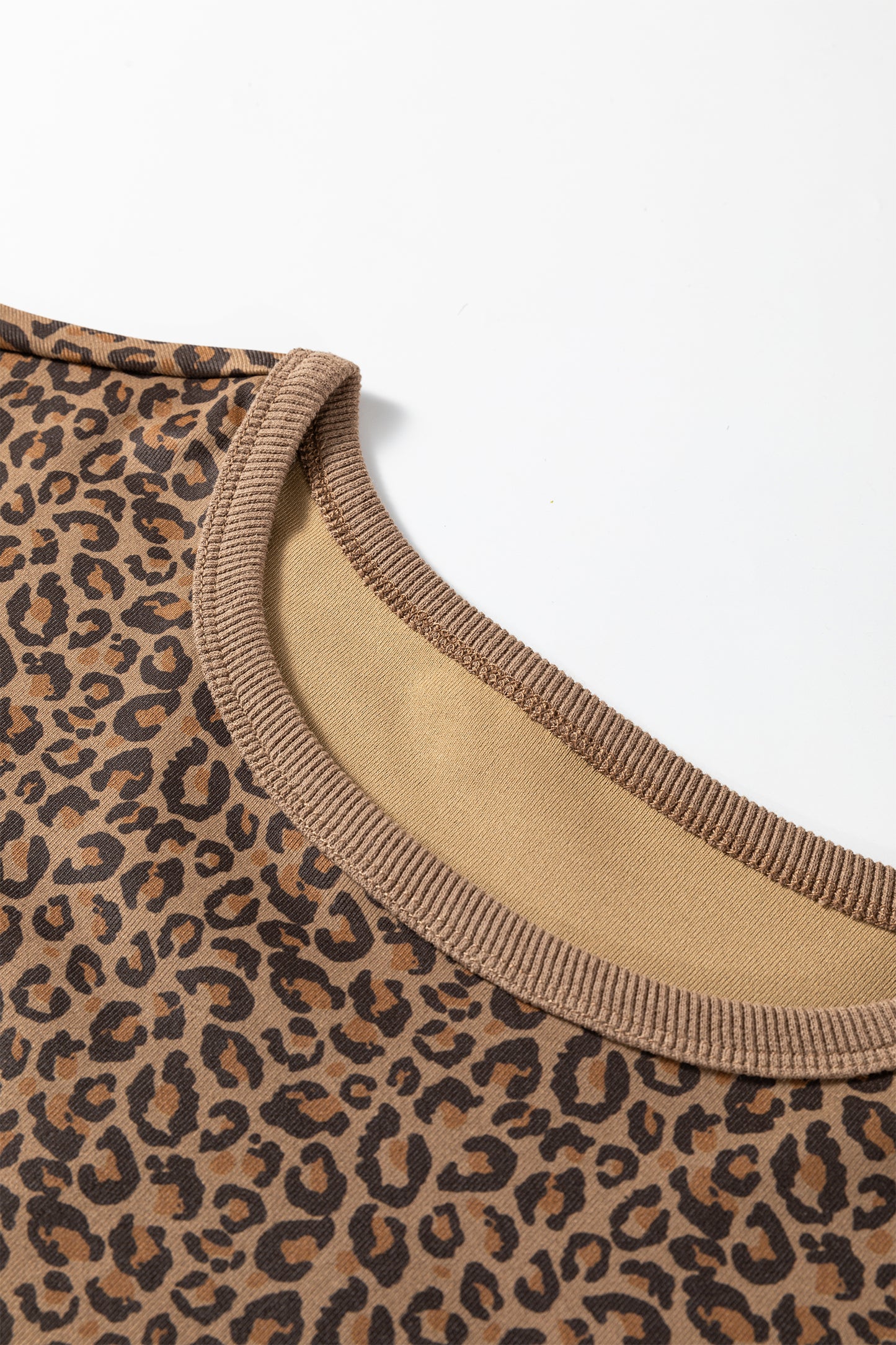 Western Leopard Print Crew Neck Casual Tee for Women