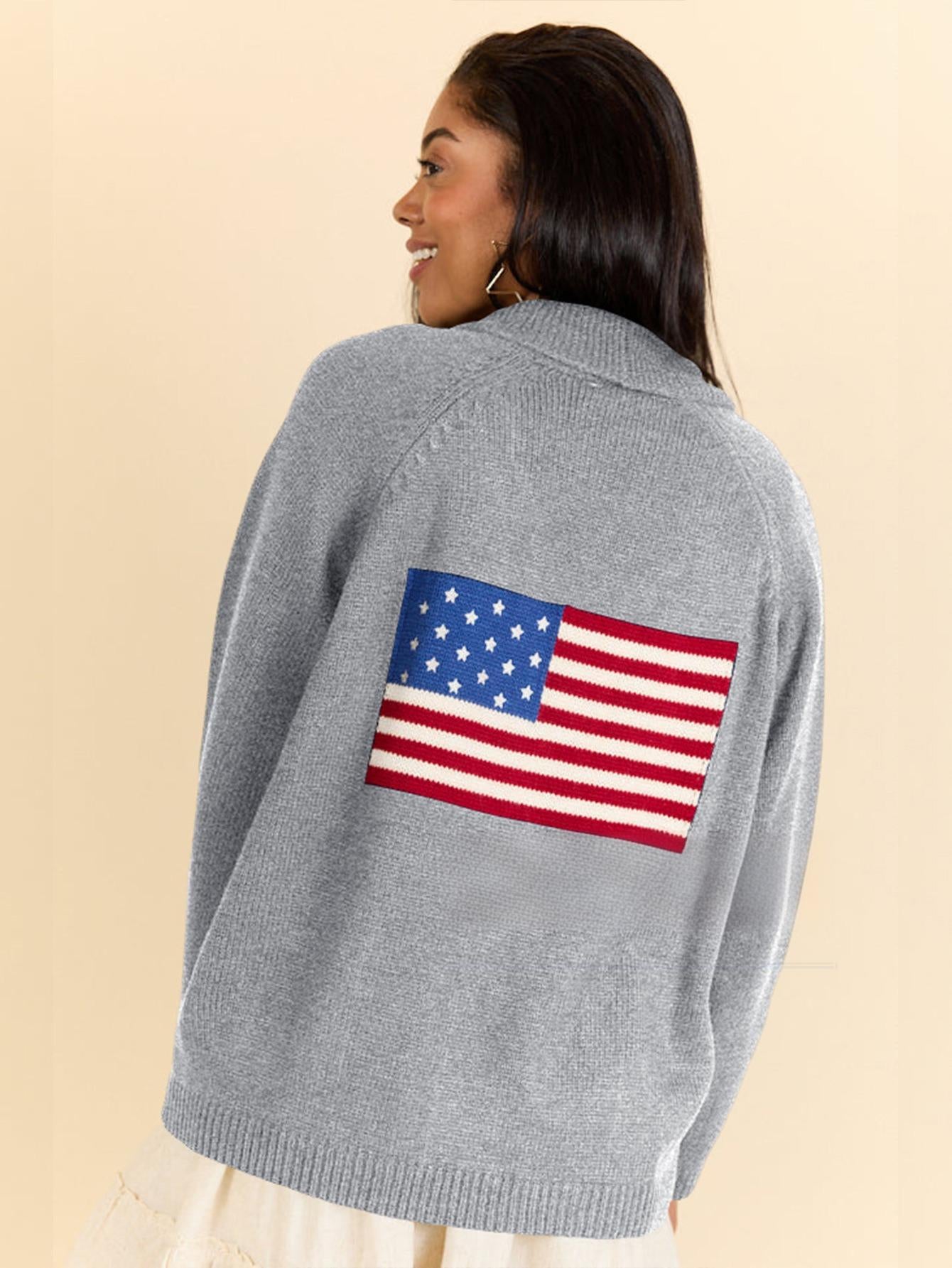 Oversized V-Neck Knit Cardigan with Buttons & Pockets