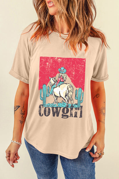 Cowgirl Western Graphic Tee Vintage Rodeo Print T Shirt