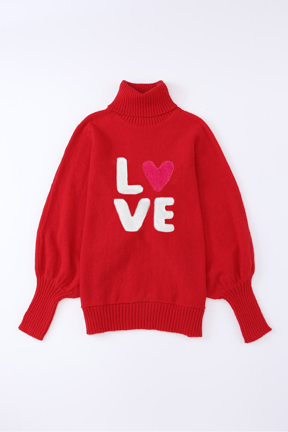 Women's Merry Letter Embroidered High Neck Sweater