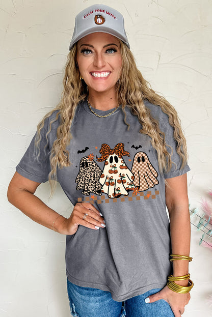 Halloween Ghost Trio Graphic Crew Neck Tee