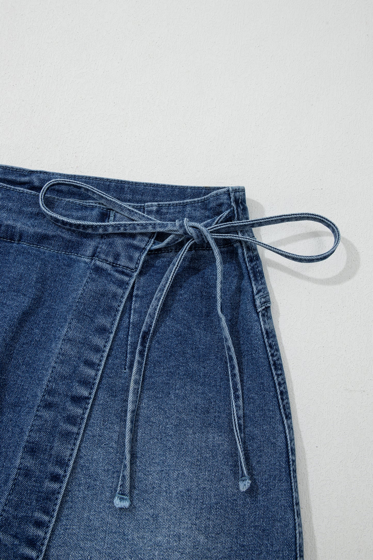 Denim Wrap Mini Skirt Women Tie Waist Casual Summer
