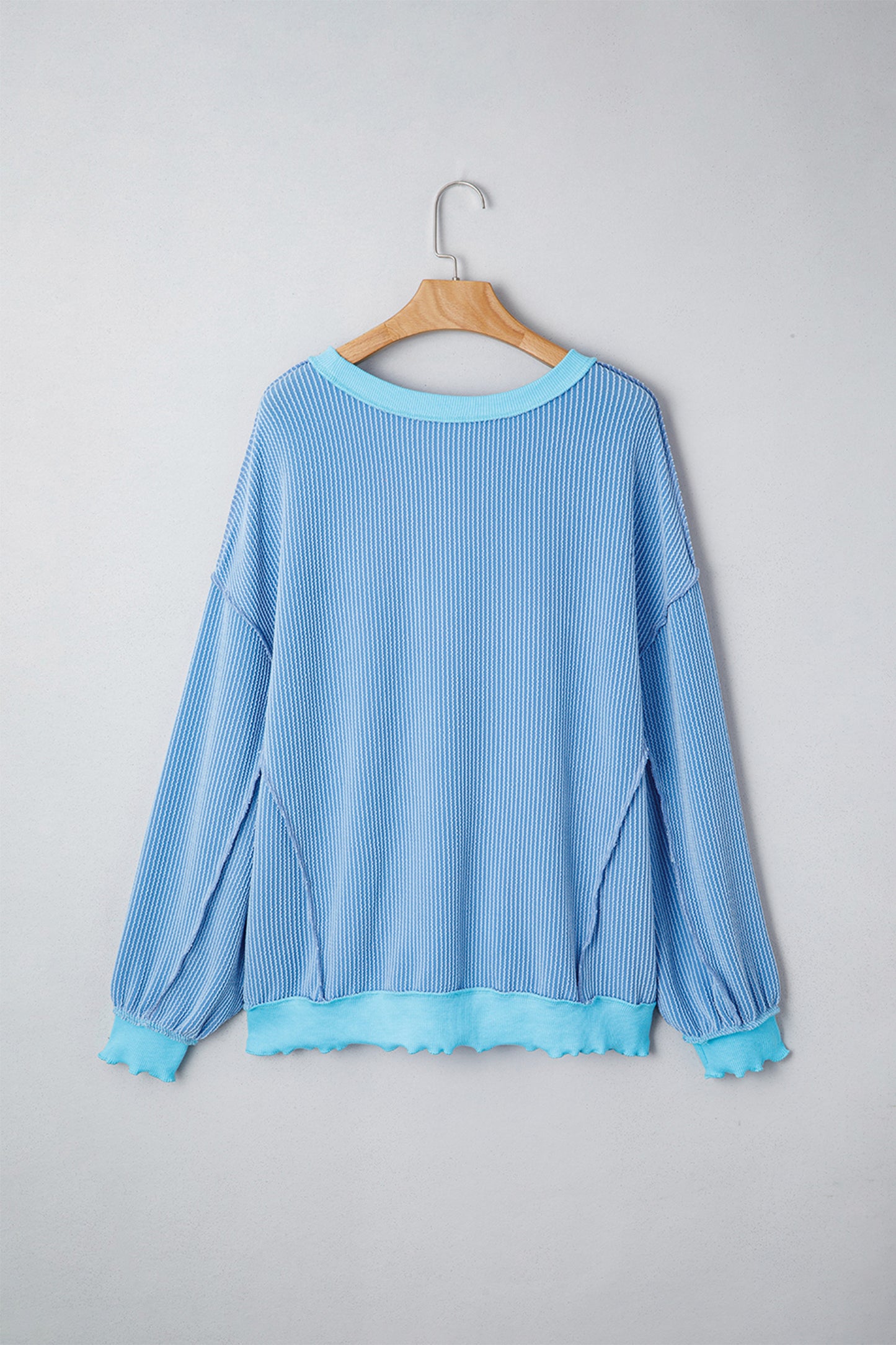 Myosotis Sequin Easter Egg Ribbed Long Sleeve Casual Top