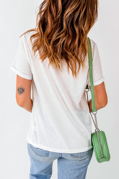 White Lucky Chenille Patch Graphic Tee for St Patrick