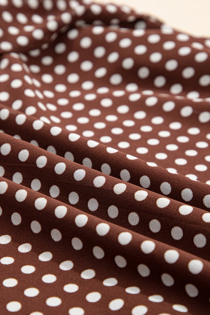 Brown Polka Dot Ruffle Tiered Square Neck Maxi Dress