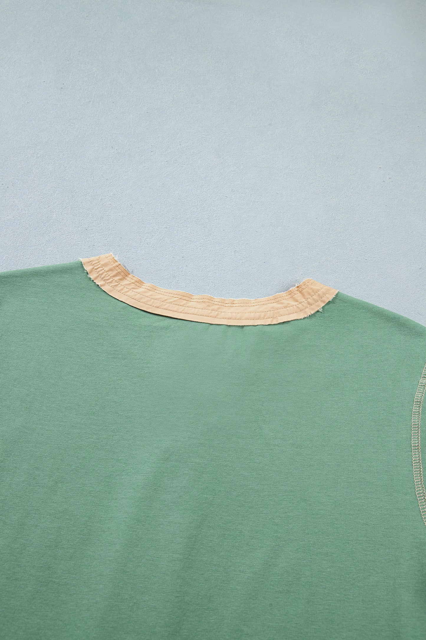 Short Sleeve Contrast Trim Button Henley Tee