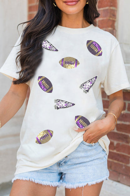 Sequin Back to School Game Day Football Graphic Tee
