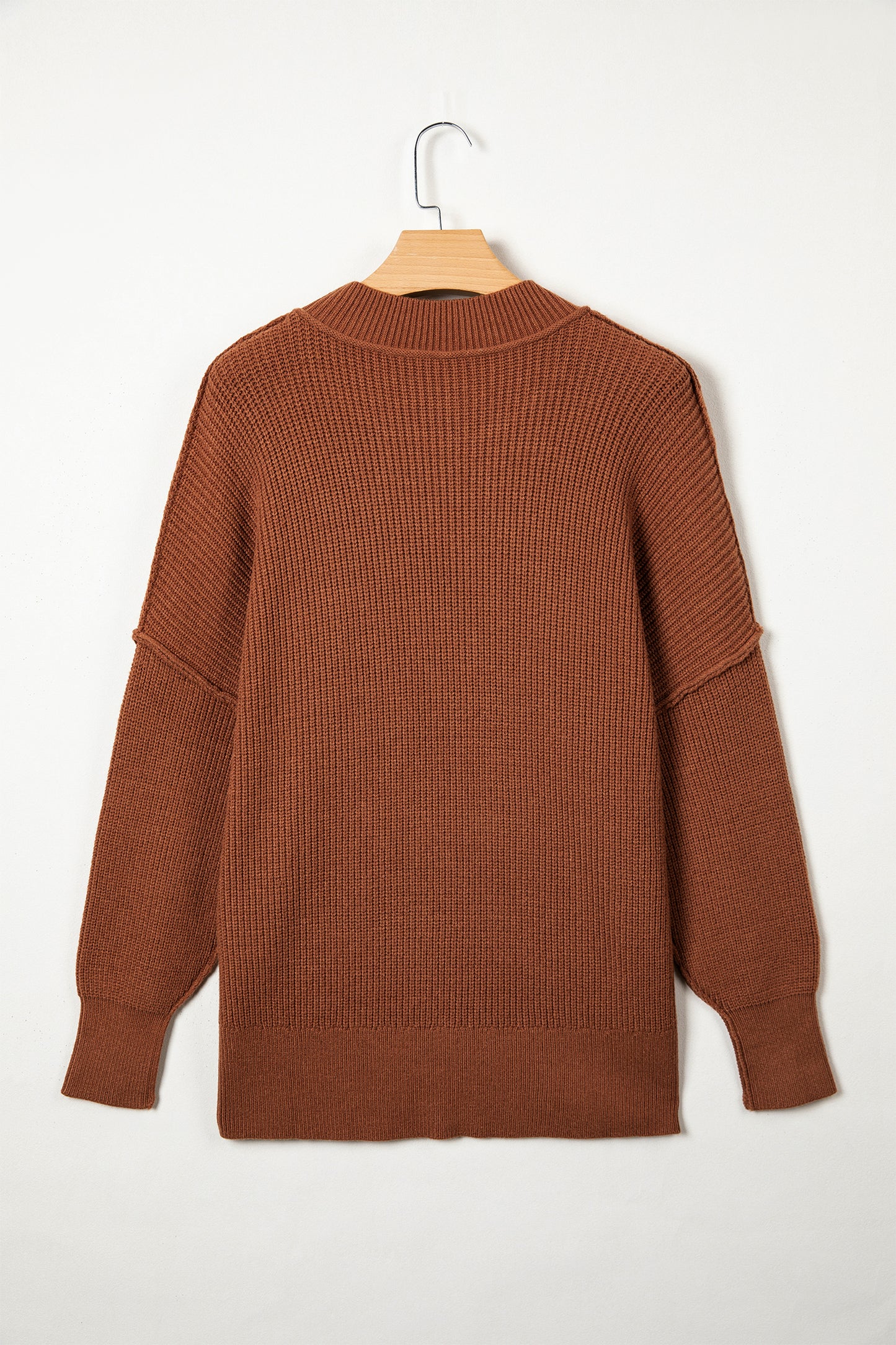 Orchid Purple Mock Neck Ribbed Knit Oversized Sweater Top