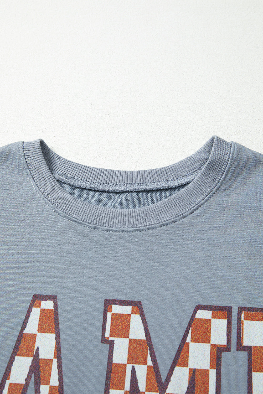 Game Day Checkered Graphic Oversized Crewneck Sweatshirt